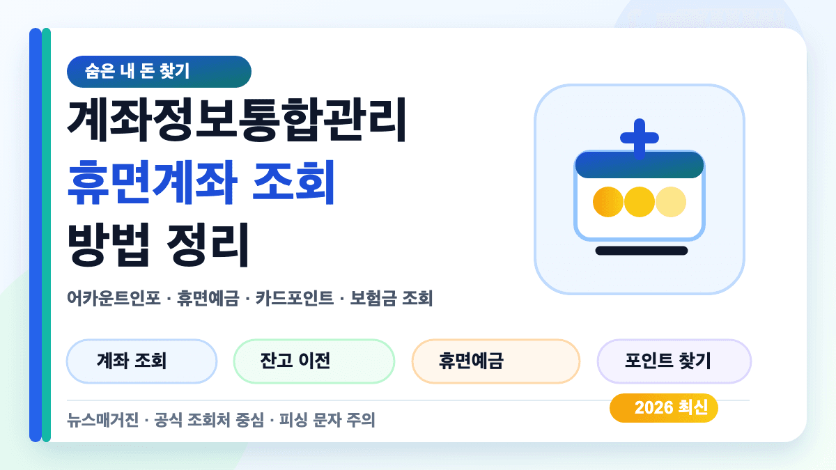 계좌정보통합관리 휴면계좌 조회와 숨은 내 돈 찾는 방법을 설명하는 대표 썸네일