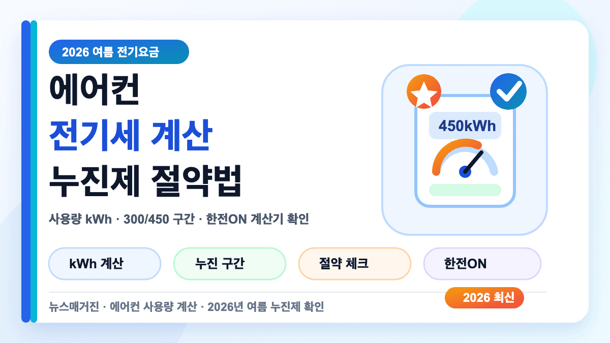 에어컨 전기세 계산 방법과 2026년 여름철 누진제 구간을 설명하는 대표 썸네일