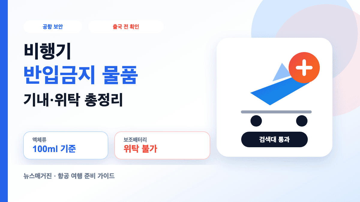 비행기 반입금지 물품과 기내 위탁 수하물 기준을 설명하는 대표 썸네일