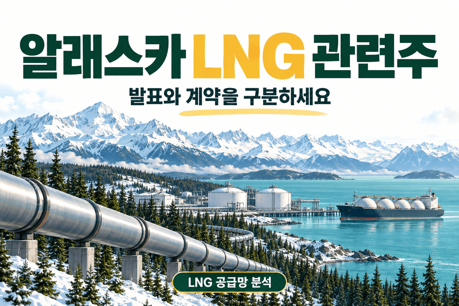 알래스카 LNG 관련주와 공급망을 설명하는 AI 생성 개념 이미지로 실제 사업 현장 사진이 아닙니다