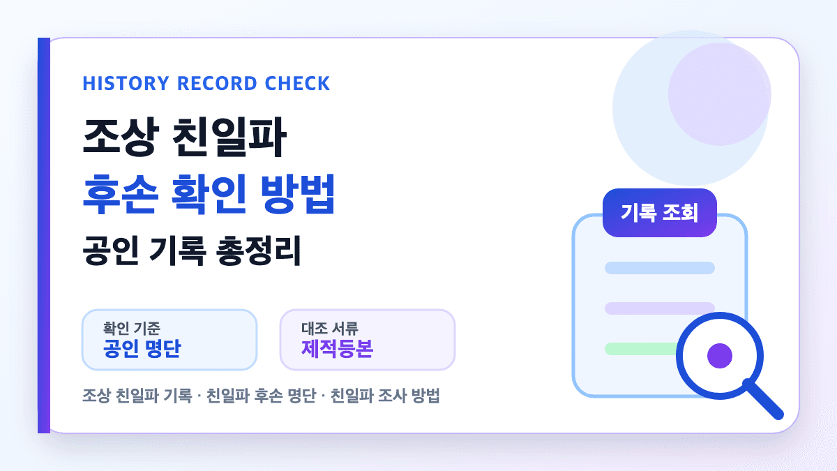 조상 친일파 기록과 공인 명단 확인 방법을 설명하는 대표 썸네일