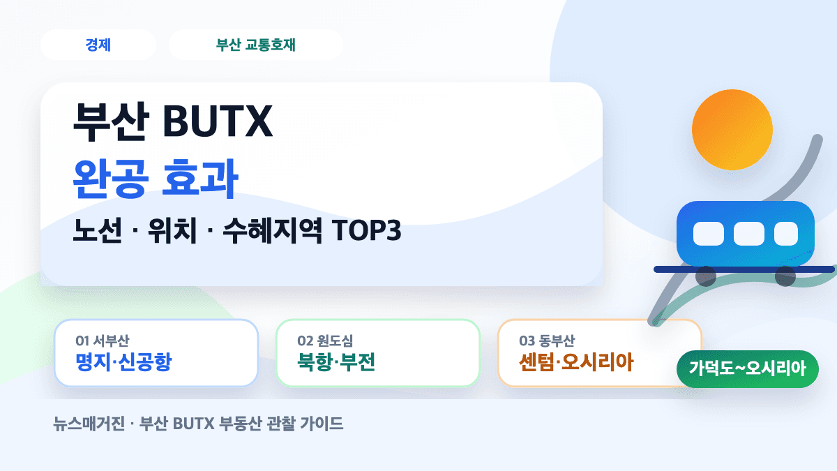 부산 BUTX 완공 노선과 수혜지역 TOP3를 설명하는 대표 썸네일