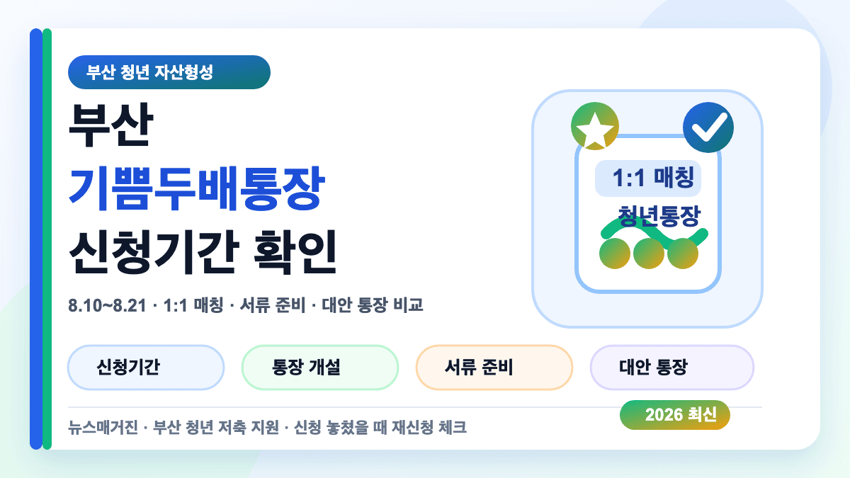 부산 기쁨두배통장 신청기간과 재신청 대안을 설명하는 대표 썸네일