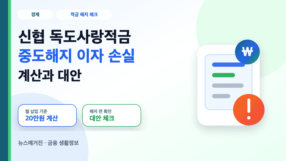 신협 독도사랑적금 중도해지 이자 손실과 해지 전 대안을 설명하는 대표 썸네일