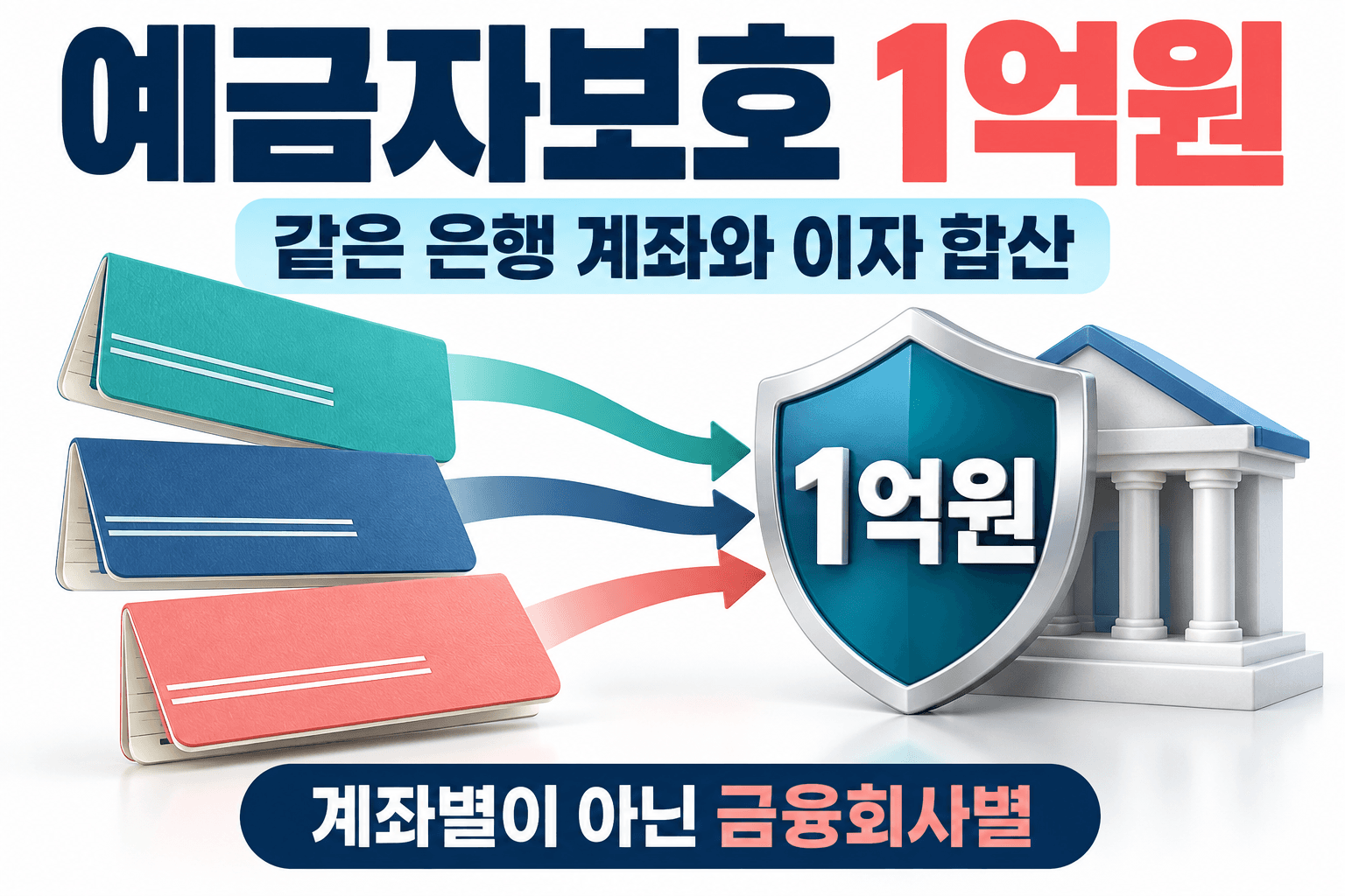여러 통장이 하나의 보호한도로 합산되는 구조를 표현한 AI 생성 이미지