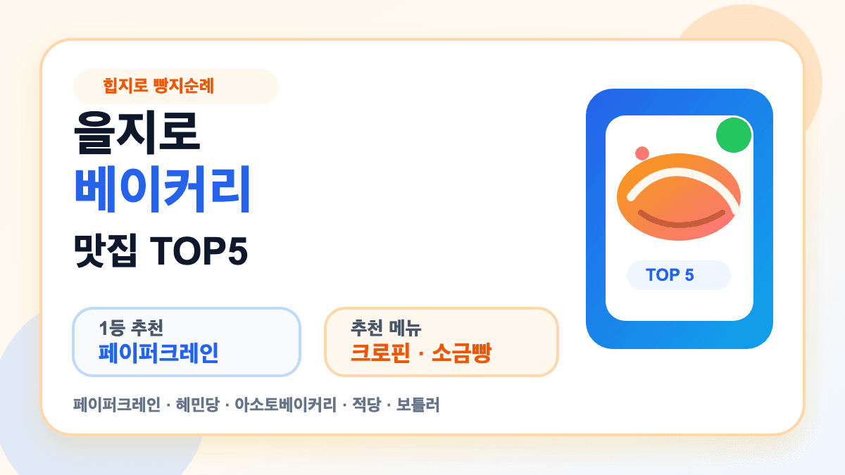 을지로 베이커리 맛집 TOP5와 페이퍼크레인 추천을 설명하는 대표 썸네일