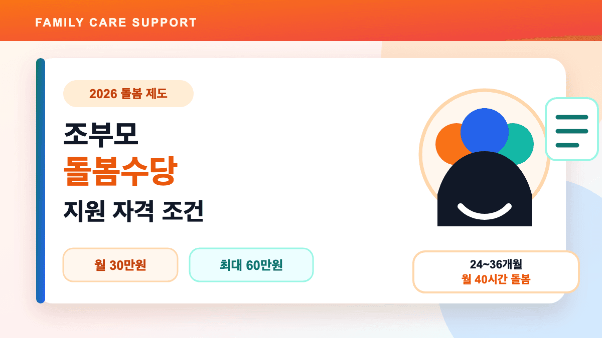 조부모 돌봄수당 지원 자격 조건 돌봄 제도 대표 썸네일