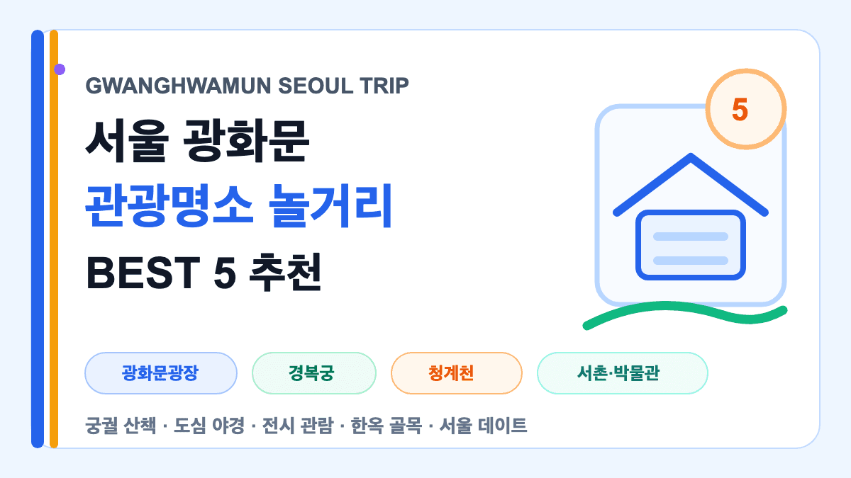서울 광화문 근처 관광명소와 놀거리 BEST 5를 설명하는 대표 썸네일