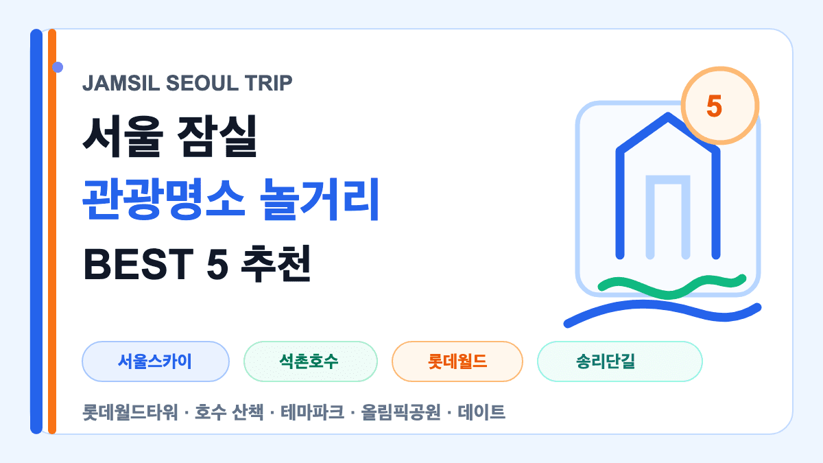 서울 잠실 근처 관광명소와 놀거리 BEST 5를 설명하는 대표 썸네일