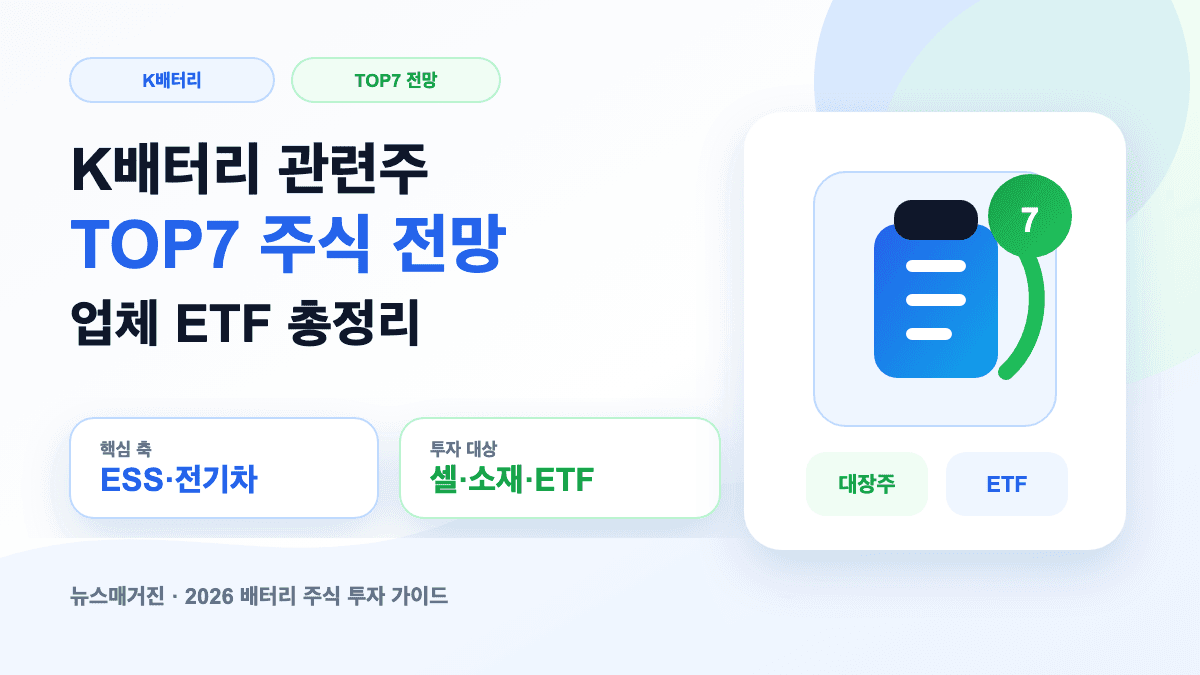 K배터리 관련주 TOP7 주식 전망과 배터리 업체를 설명하는 썸네일