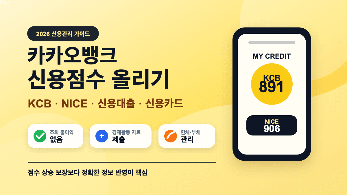 카카오뱅크 신용점수 올리기 KCB NICE 신용등급 관리법 대표 썸네일