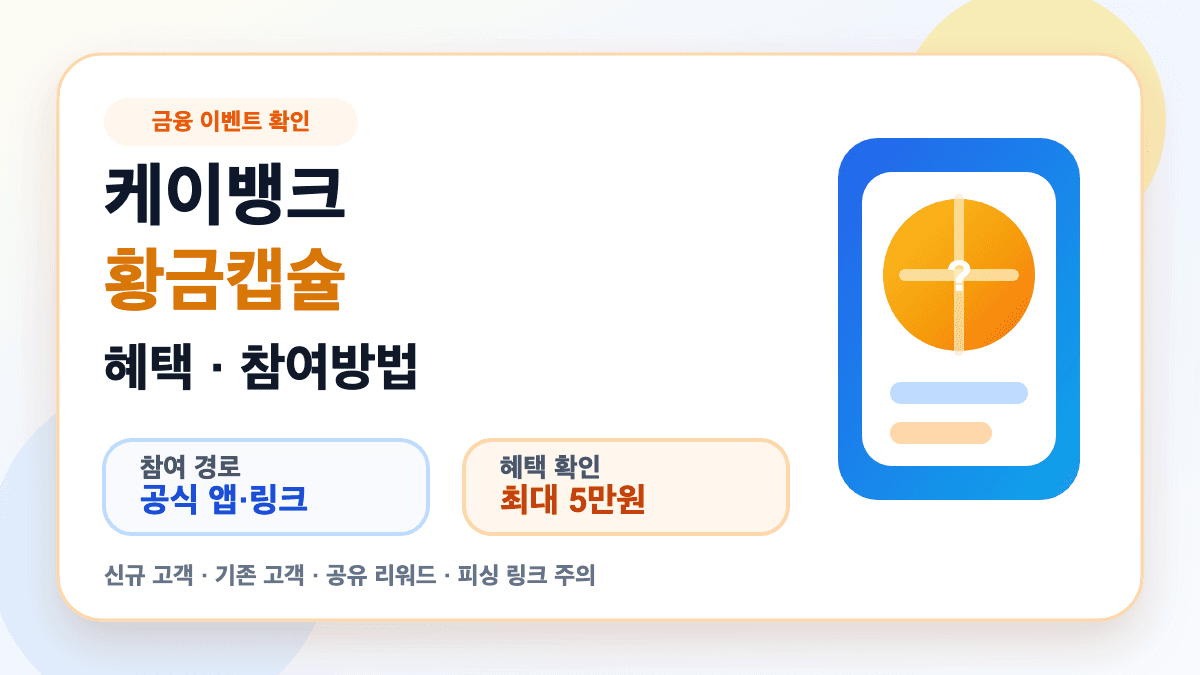 케이뱅크 이벤트 황금캡슐 혜택과 참여방법을 설명하는 썸네일