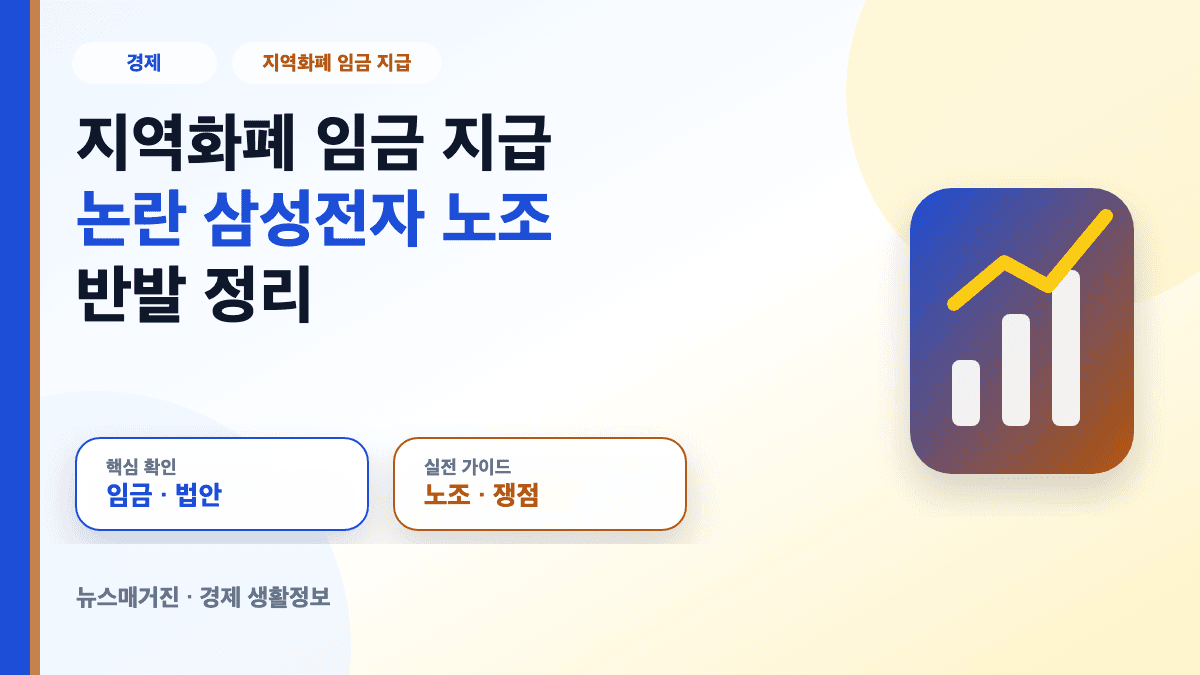 지역화폐 임금 지급 논란과 삼성전자 노조 반발을 설명하는 대표 썸네일