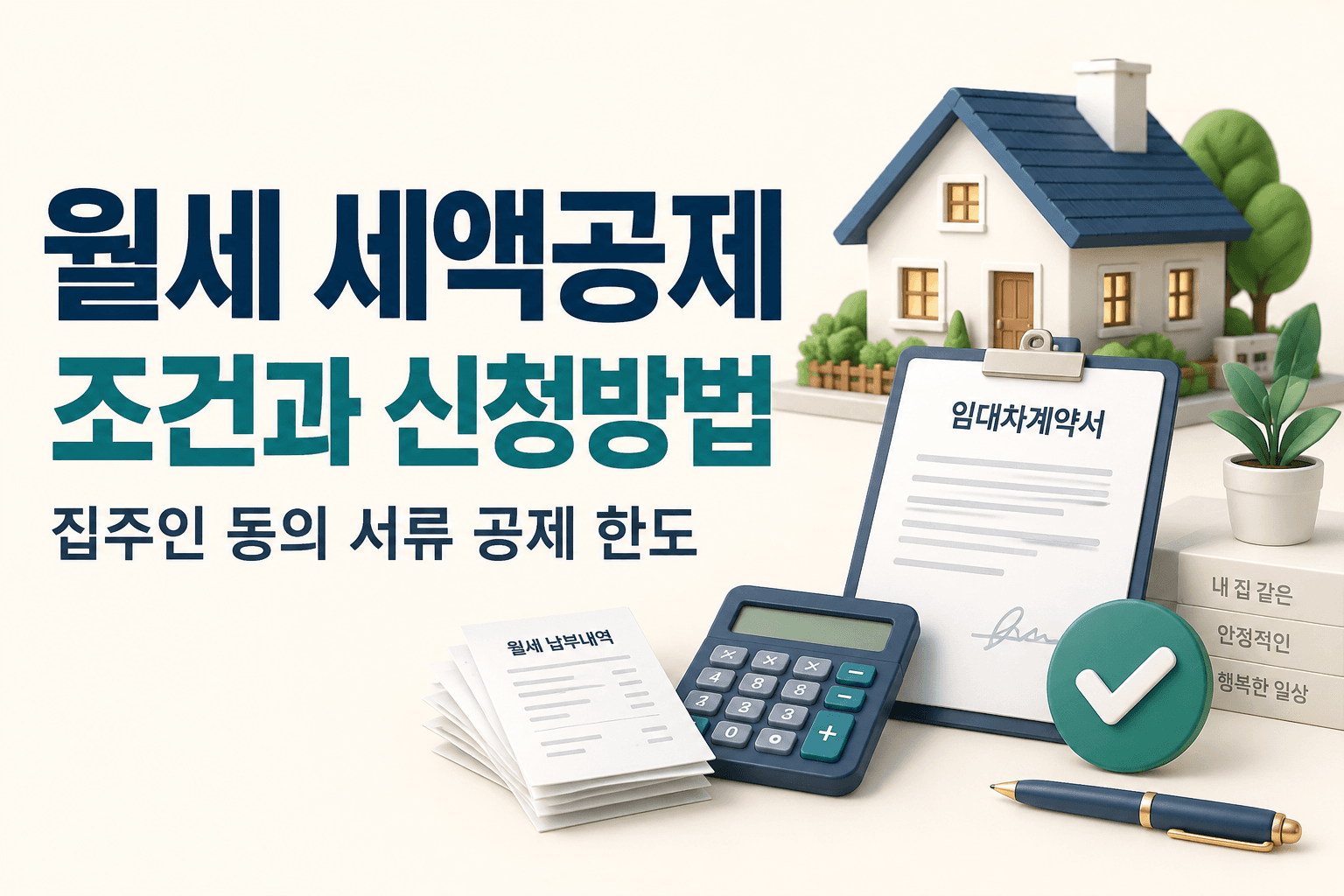 집과 임대차계약서 납부 증빙으로 월세 세액공제 조건과 신청방법을 설명하는 썸네일