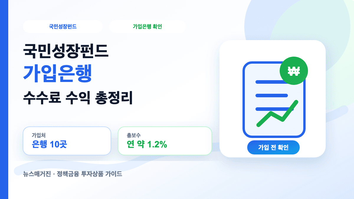 국민성장펀드 가입은행 수수료 수익 가입방법을 설명하는 썸네일
