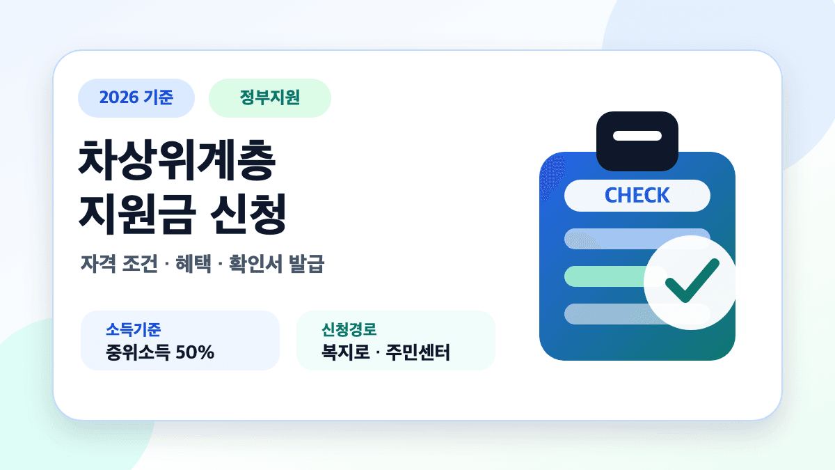 차상위계층 지원금 자격 조건 신청 방법과 혜택을 안내하는 썸네일