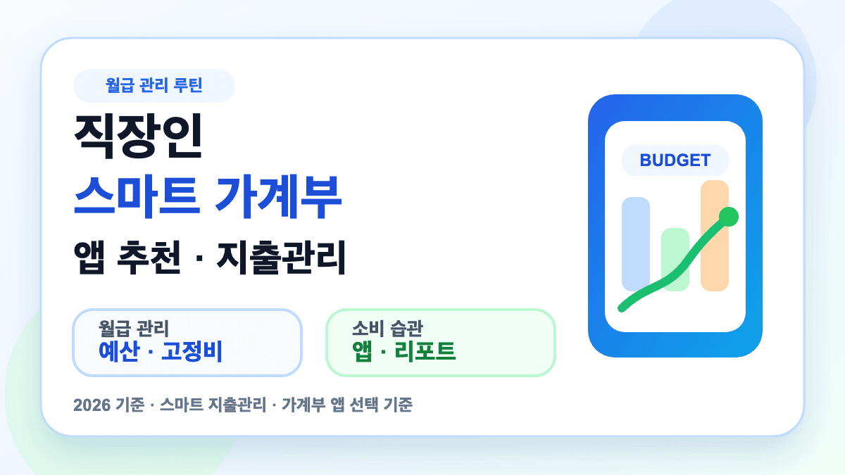 직장인 스마트 가계부 앱과 지출관리 방법을 설명하는 대표 썸네일