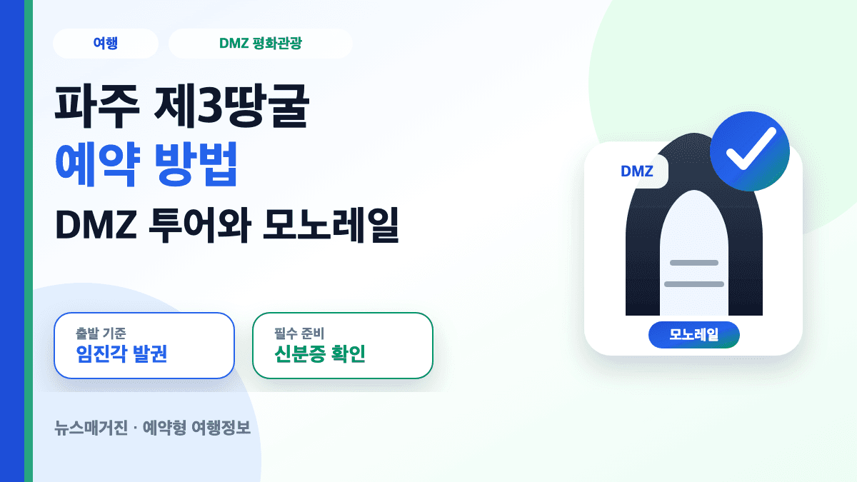 파주 제3땅굴 예약 방법과 DMZ 평화관광 투어 정보를 설명하는 대표 썸네일