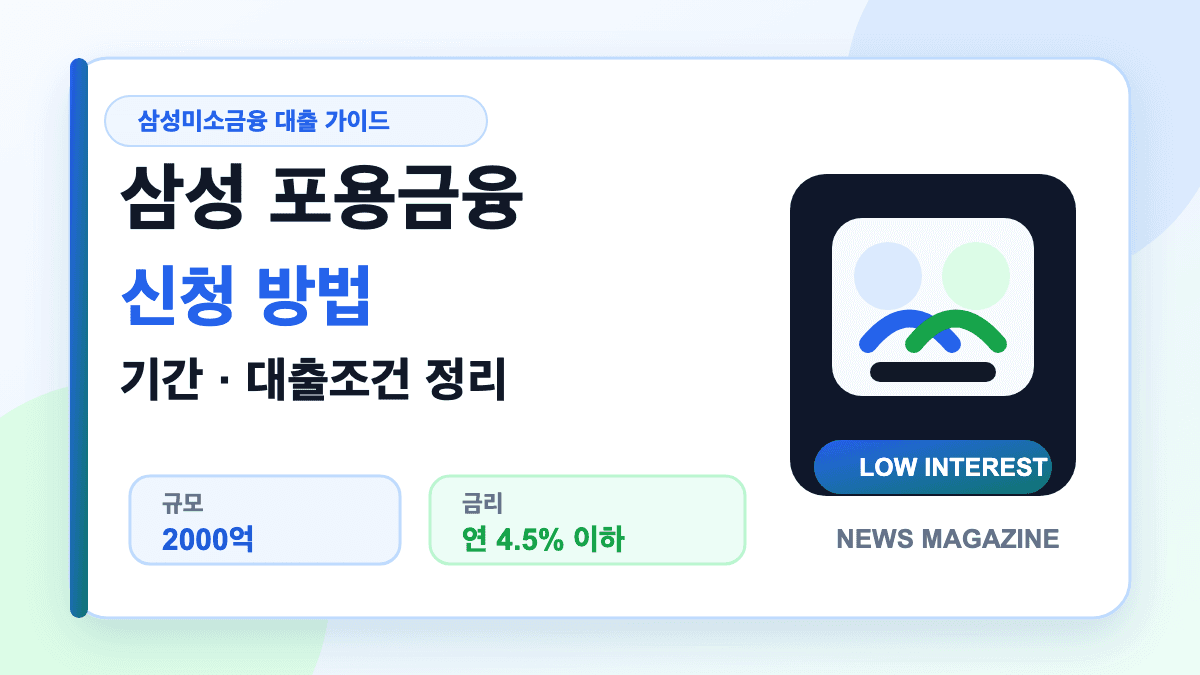 삼성 포용금융 신청 기간 방법과 대출조건을 설명하는 대표 썸네일