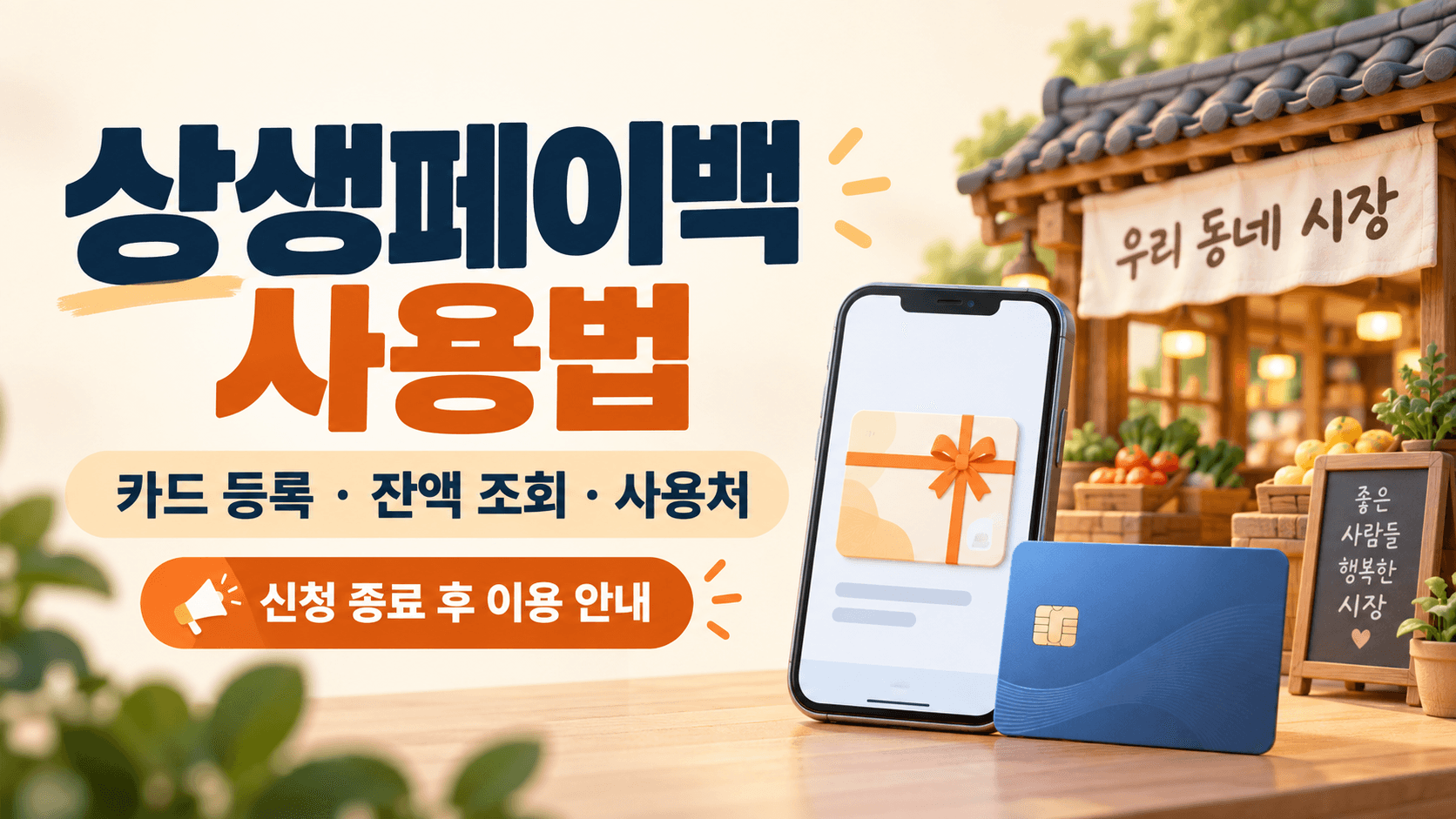 상생페이백 사용법과 신청 종료 후 카드 등록·잔액 조회·사용처 안내를 담은 썸네일