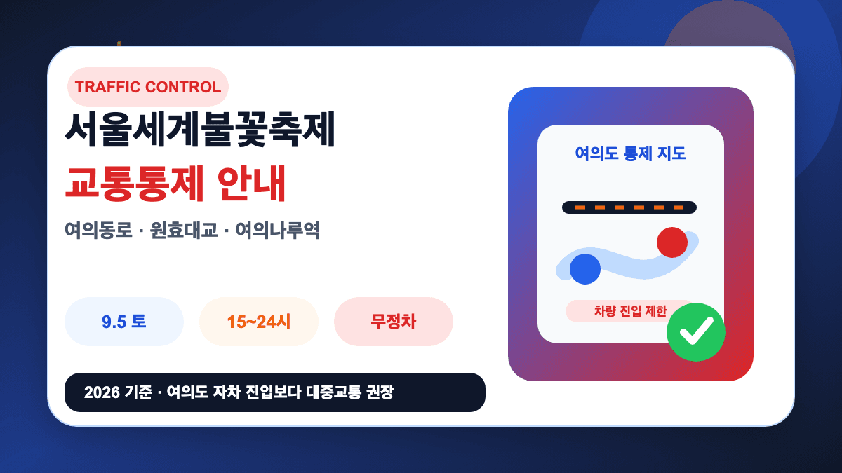 서울세계불꽃축제 교통통제 여의동로 원효대교 여의나루역 안내 썸네일