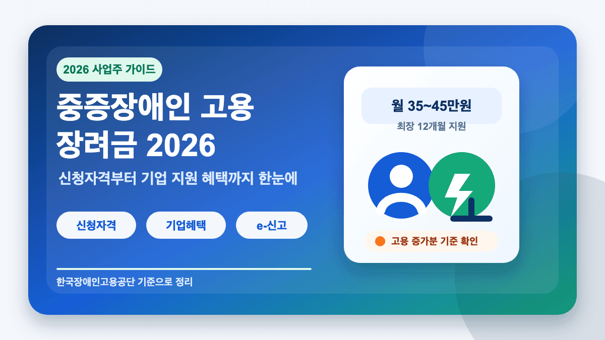 중증장애인 신규고용 장려금 신청 자격 기업 혜택 총정리 썸네일