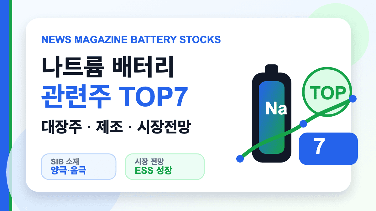 나트륨 배터리 관련주 TOP7과 시장 전망을 설명하는 대표 썸네일
