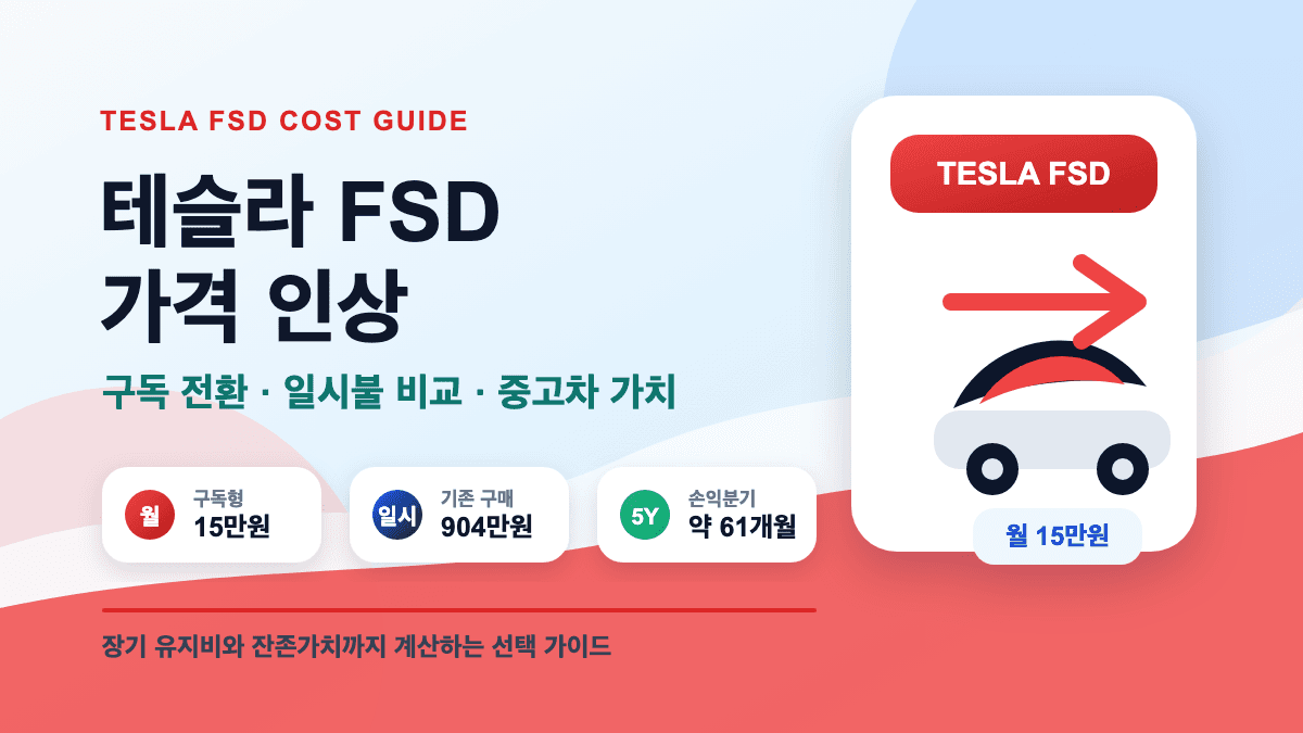 테슬라 FSD 가격 인상 비용 비교 대표 썸네일