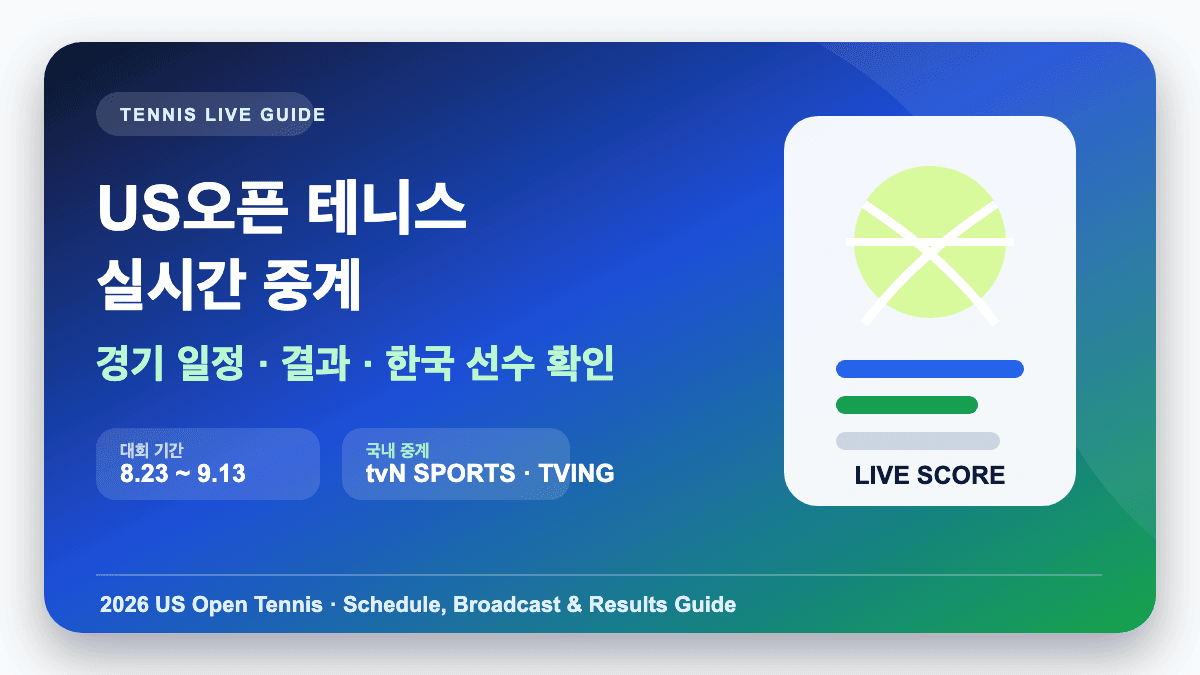 US오픈 테니스 실시간 경기 일정 중계 방법과 한국 선수 경기 가이드 썸네일