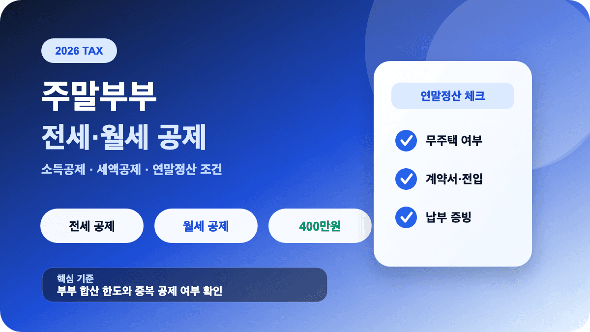 주말부부 전세 월세 소득공제 조건과 400만 원 한도를 설명하는 썸네일