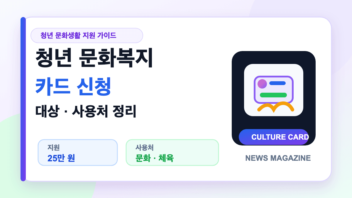 청년 문화복지카드 신청 대상과 사용처를 설명하는 대표 썸네일