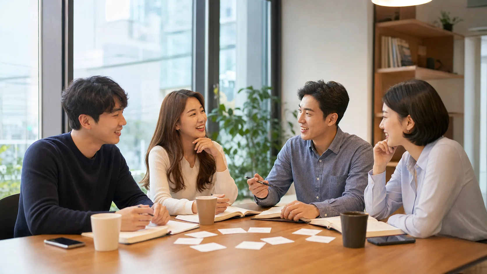 컬컴 건대점 영어회화 스터디처럼 편안한 공간에서 영어공부하는 사람들